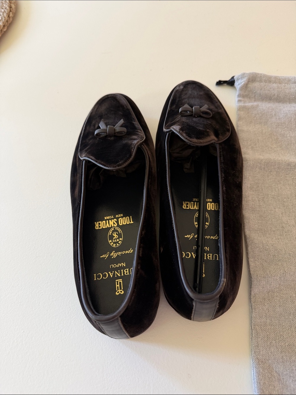 Todd Snyder Rubinacci Dark Brown Velour Marphy Tassel Loafers Sz 42(9).  Box6